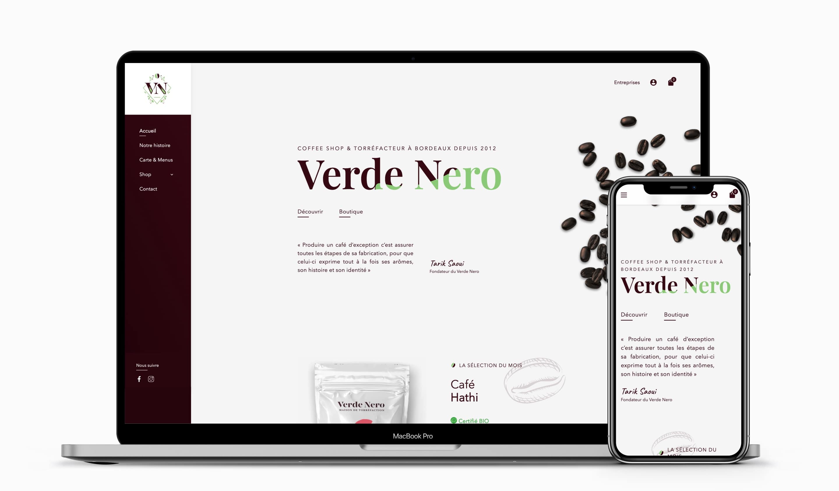 ux design et création site internet verde nero e-commerce wordpress bordeaux